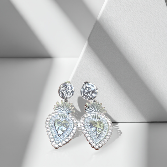 Pendientes de Corazón Plata 925 | Aretes Románticos Artesanales – PAPAYA