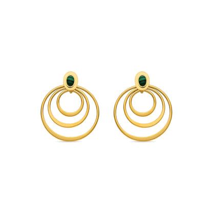 Pendientes con Malaquita acabado oro 18k - Hask