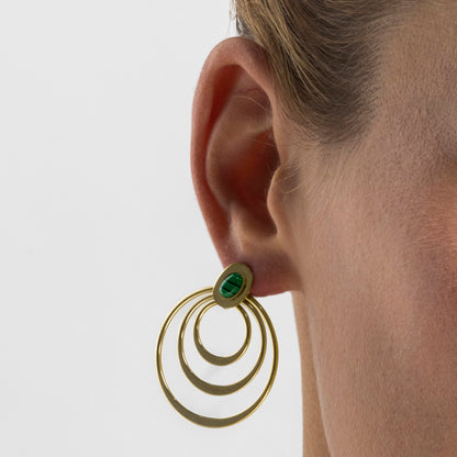 Pendientes con Malaquita acabado oro 18k - Hask