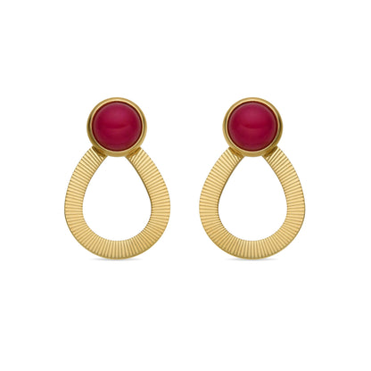 Pendientes con Agata Rosa acabado oro 18k - Terxiu