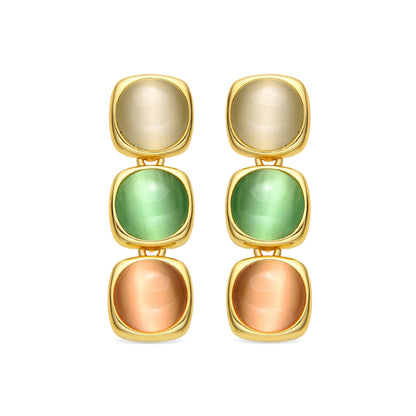Pendientes con Ojo de Gato Multicolor acabado oro 18k - Shureo