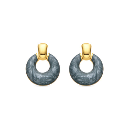 Pendientes con Lacado Azul acabado oro 18k - Fores