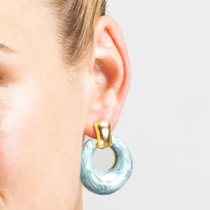 Pendientes con Lacado Azul acabado oro 18k - Fores