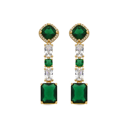 Pendientes con Circonita Esmeralda acabado oro 18k - Layzy