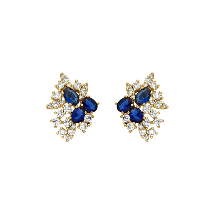 Pendientes con Circonita Zafiro acabado oro 18k - Ciame