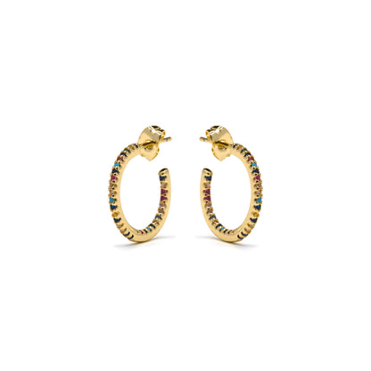 Pendientes con Circonita Multicolor acabado oro 18k - Kumo