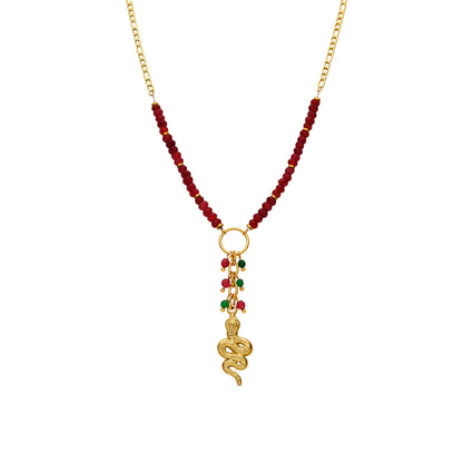 Collar con Cristal Rojo acabado oro 18k - Edrak