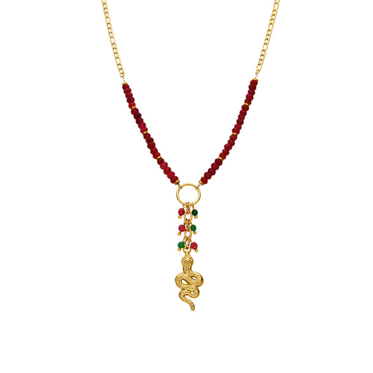 Collar con Cristal Rojo acabado oro 18k - Edrak