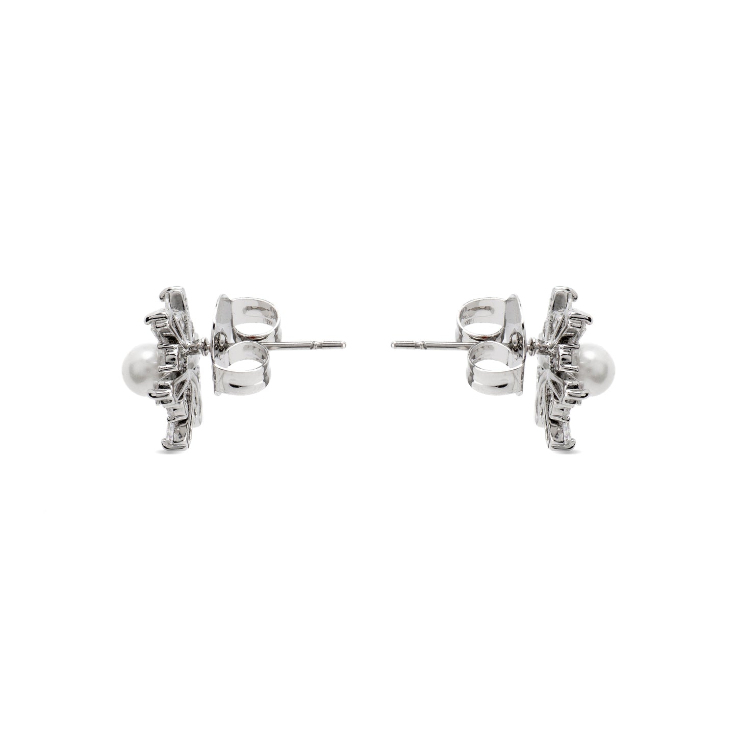 Pendientes con Perla Blanca acabado plata - Leth