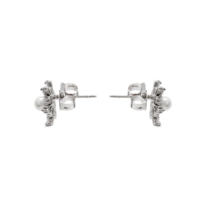Pendientes con Perla Blanca acabado plata - Leth