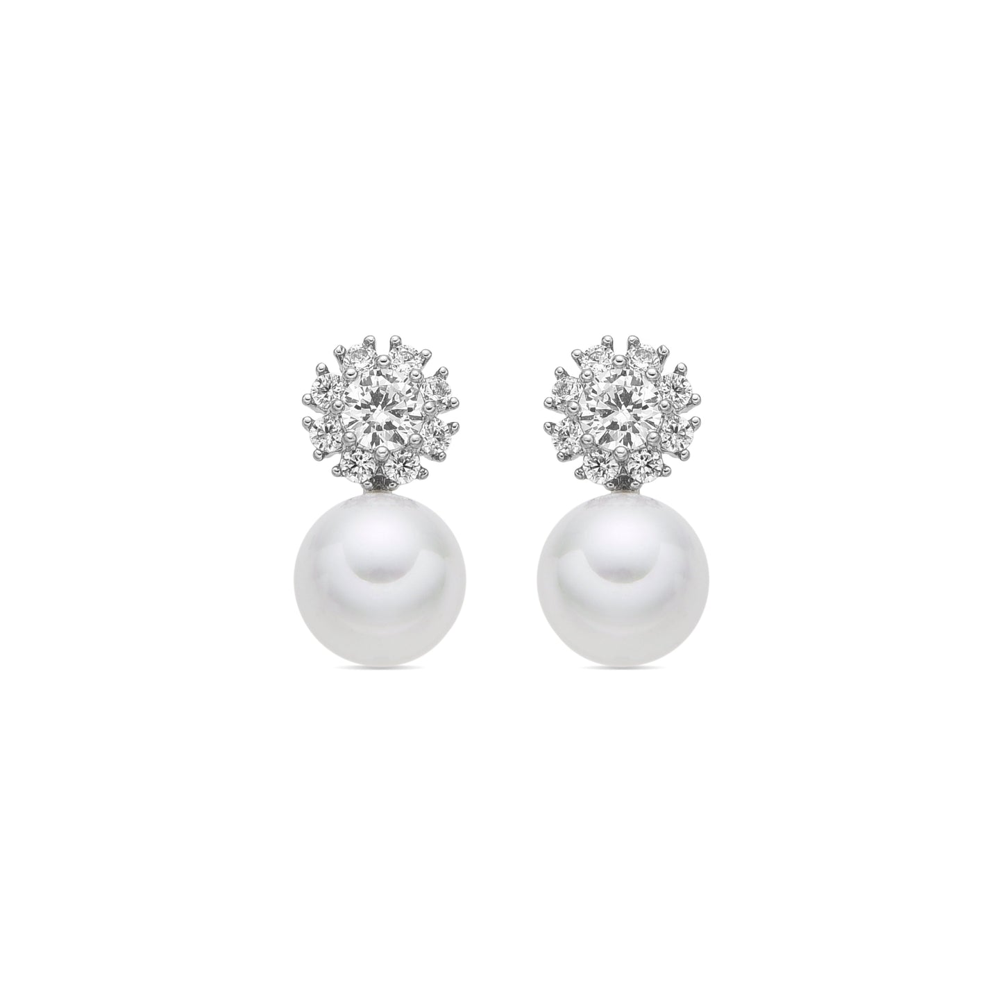 Pendientes acabado plata y Perla Blanca - Zioka