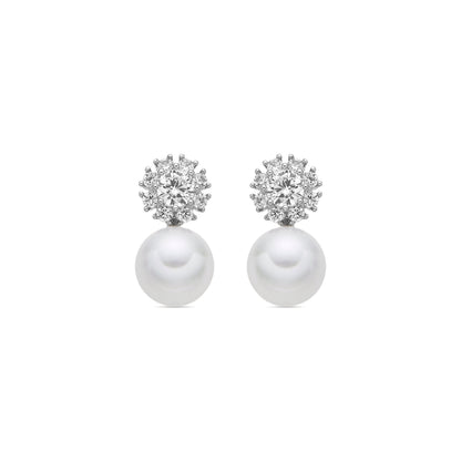 Pendientes acabado plata y Perla Blanca - Zioka