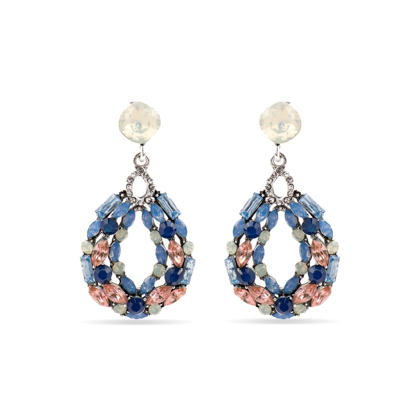Pendientes con Cristal Multicolor acabado plata - Liodas