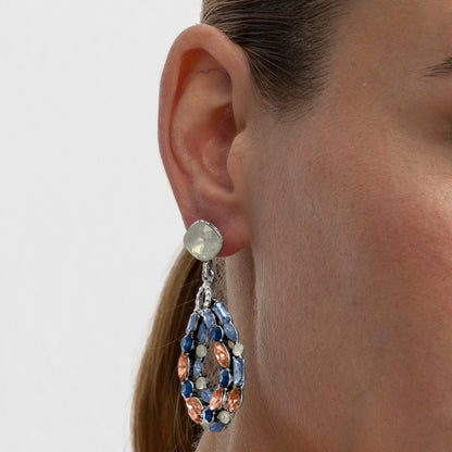 Pendientes con Cristal Multicolor acabado plata - Liodas