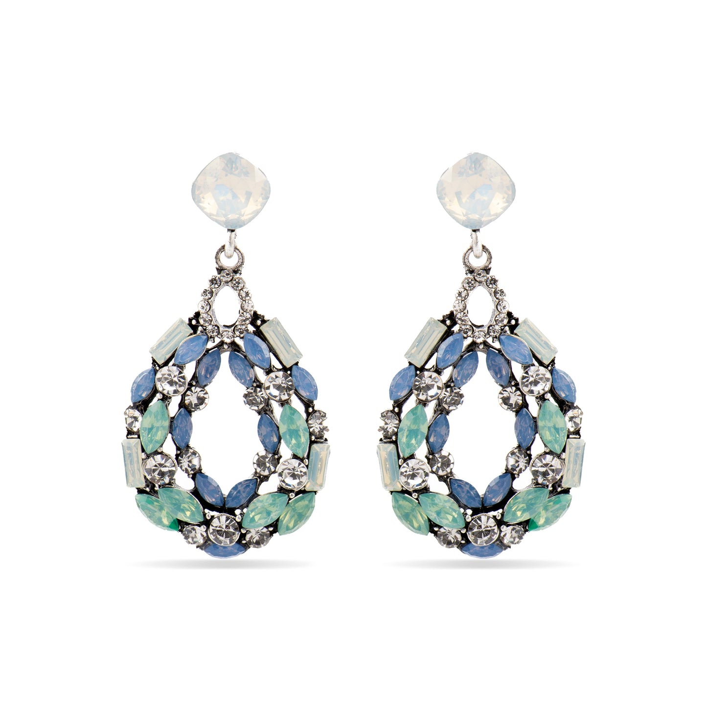 Pendientes con Cristal Multicolor acabado plata - Liodas