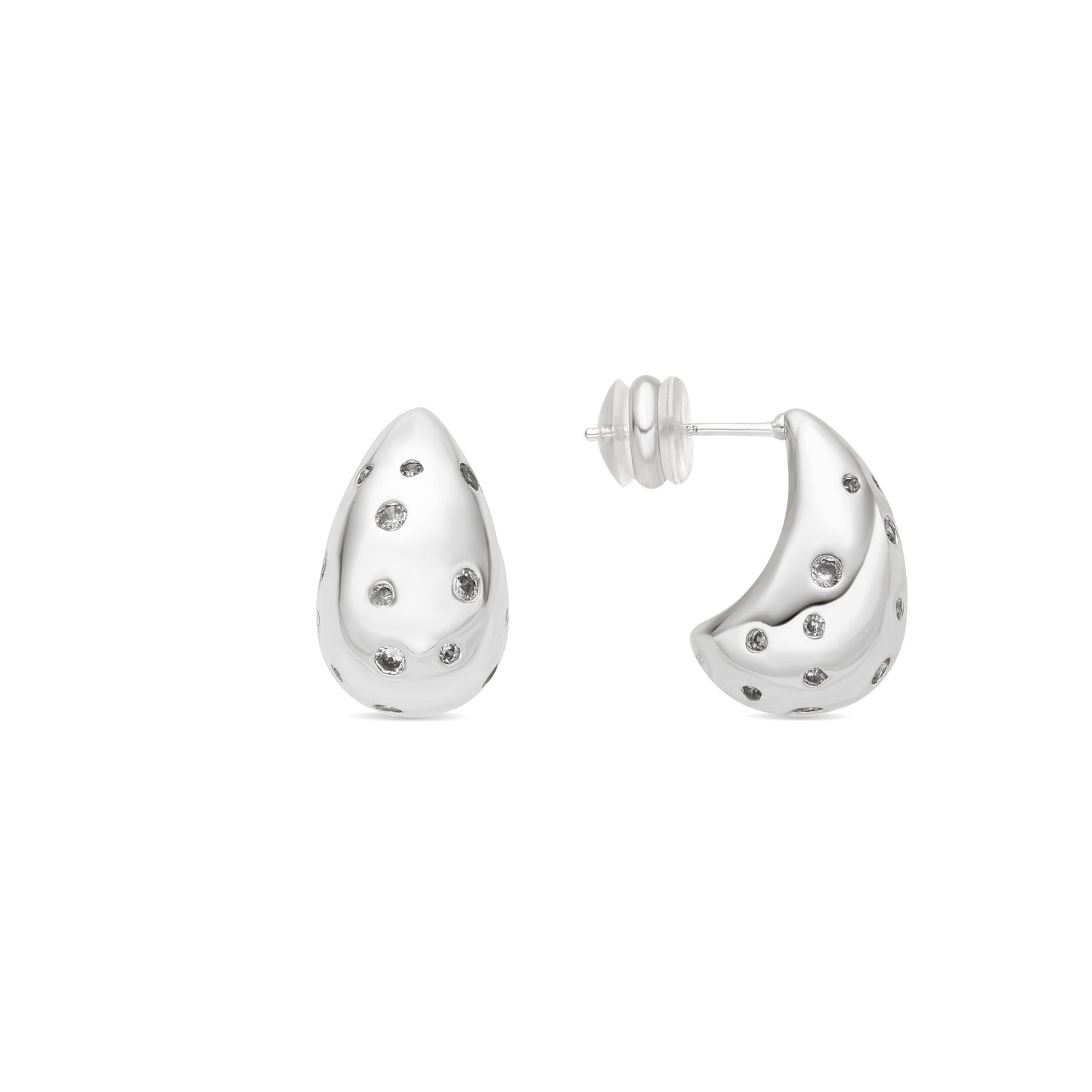 Pendientes acabado plata y Circonita Brillante - Obow