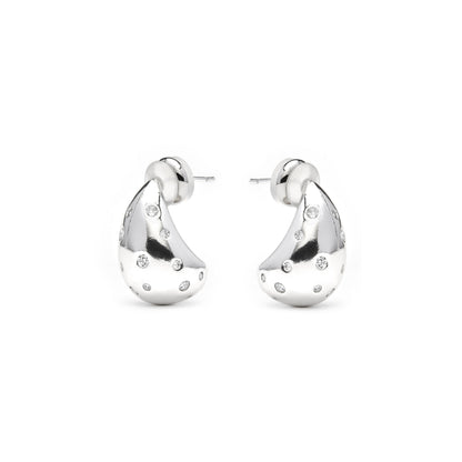 Pendientes acabado plata y Circonita Brillante - Obow
