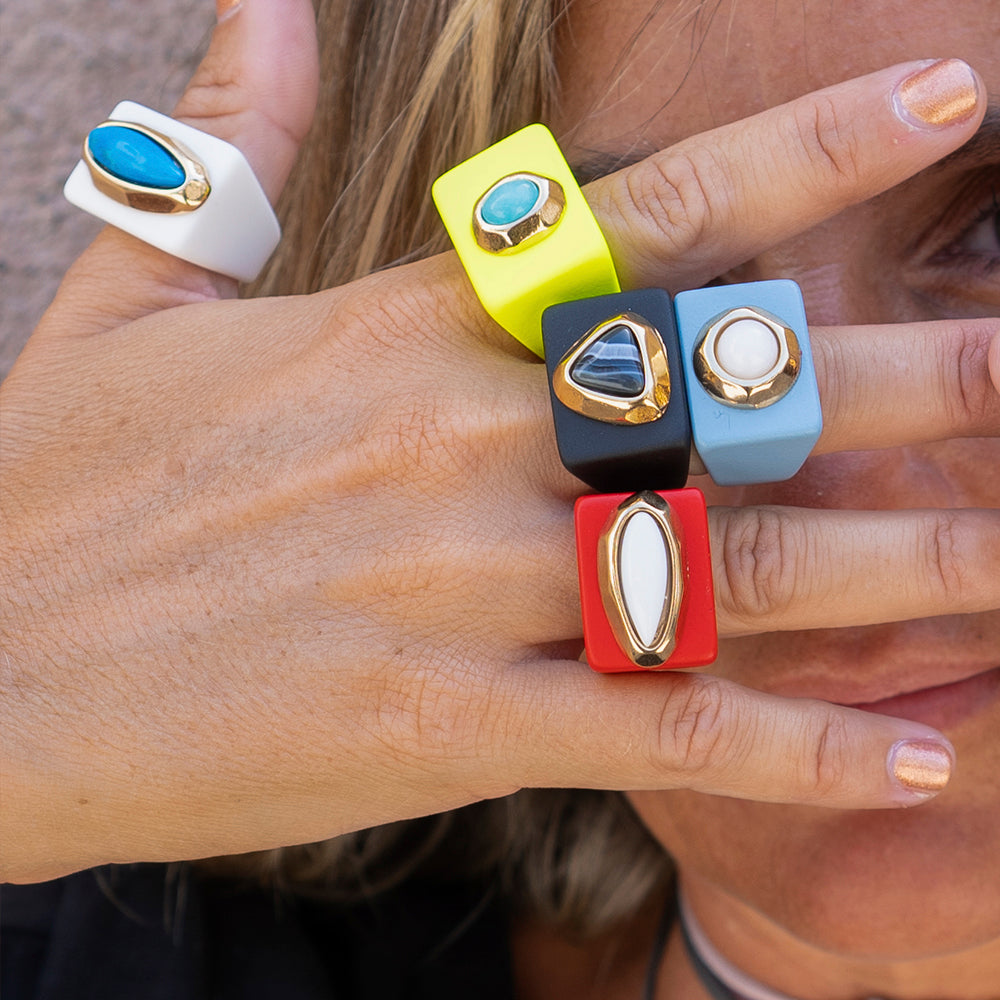 Anillo color rojo malaquita para mujer