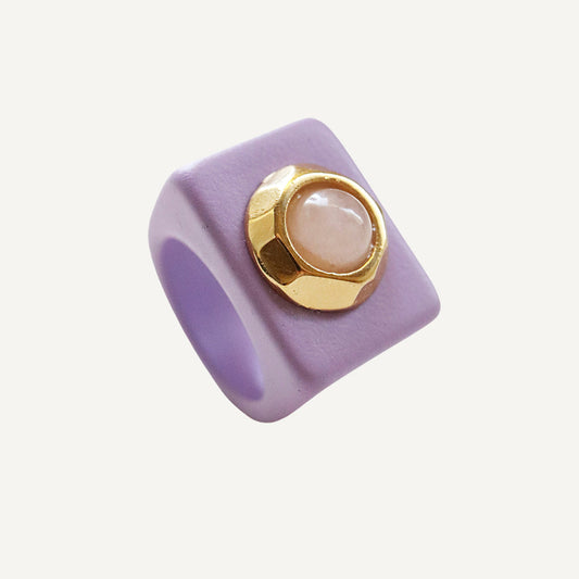 Anillo malva con cuarzo rosa [ ALMA ]