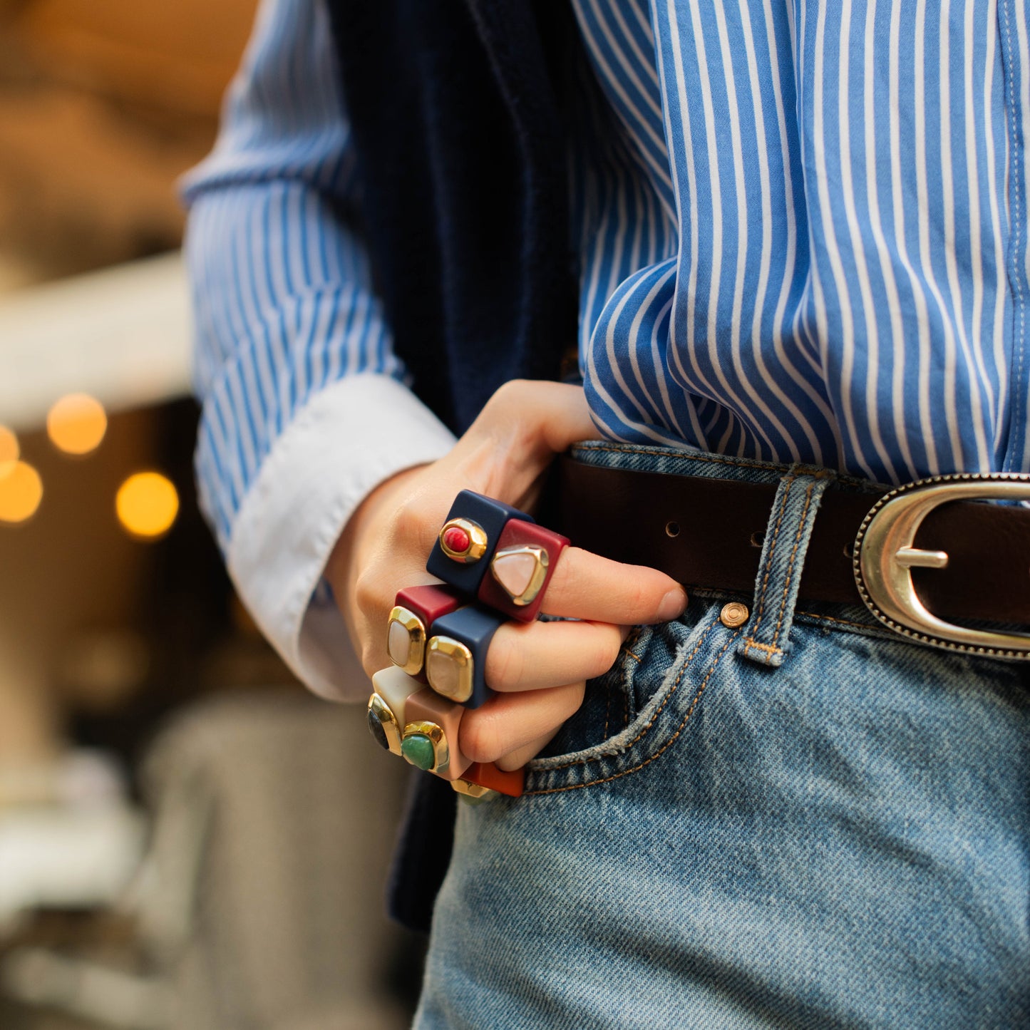 Anillo mujer gris con aventurina SAIRA