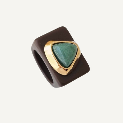 Anillo mujer marrón y aventurina