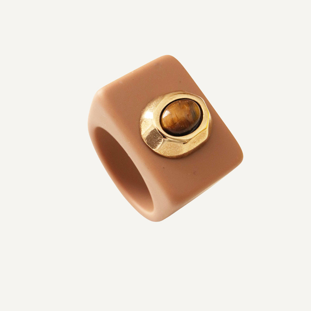 Anillo para mujer color moka ojo tigre