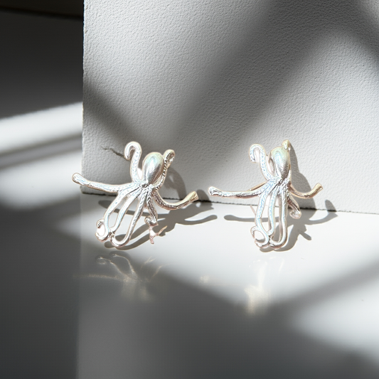 Pendientes de Pulpo Plata 925 | Aretes Artesanales Elegantes – PAPAYA